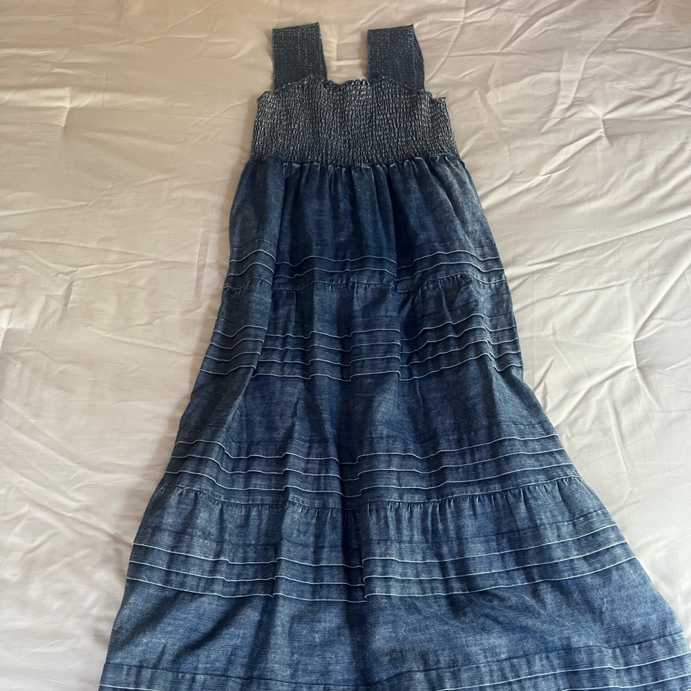 Soft Surroundings Denim Blue Textured Dress